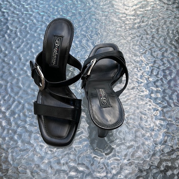 Brighton Ladies Slip on Heels in Black Leather with Croc Print Size 6M. - Picture 3 of 6